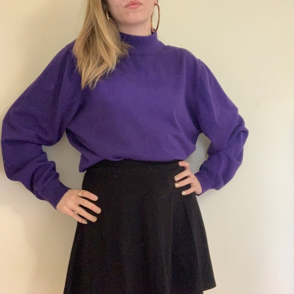 Purple balloon sleeve turtleneck sweater - Picture 2 of 4